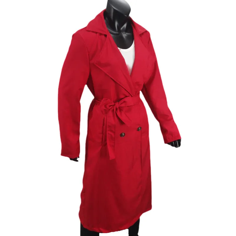 Women's Coat Plus Size Trench Coat Tie-front Top