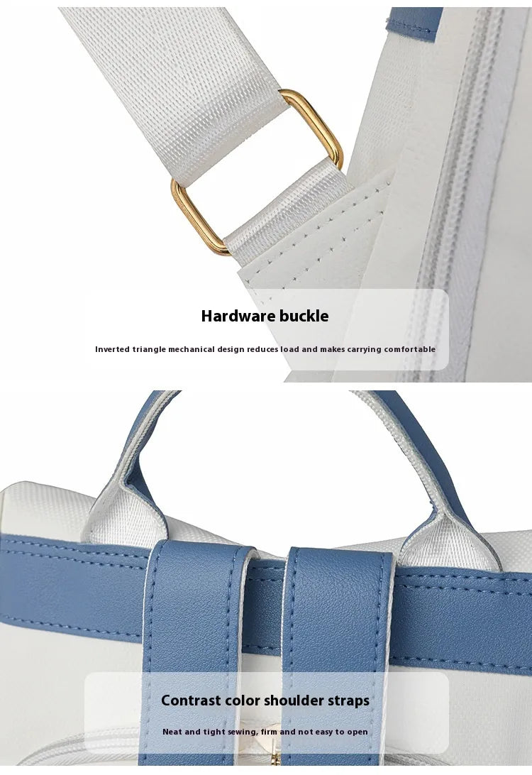 Oxford Cloth Stitching Women'S Backpack Anti-Theft Back Zipper Girls Schoolbag Casual Travel Double Shoulder Backpack