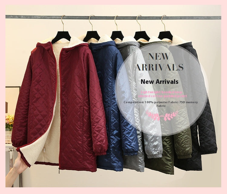 Winter Korean Style Thin Hood Long Sleeve Cotton Clothes Coat For Women
