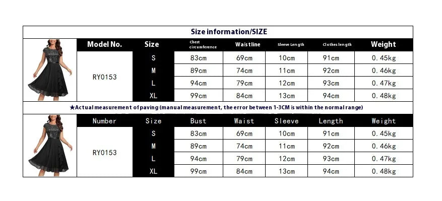 Women's Round Neck Sequins Chiffon Stitching Evening Dress