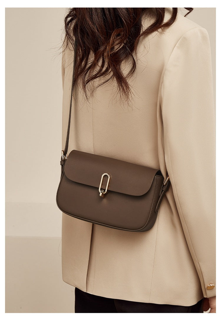 Two-layer Cowhide Genuine Leather Square Shoulder Messenger Bag