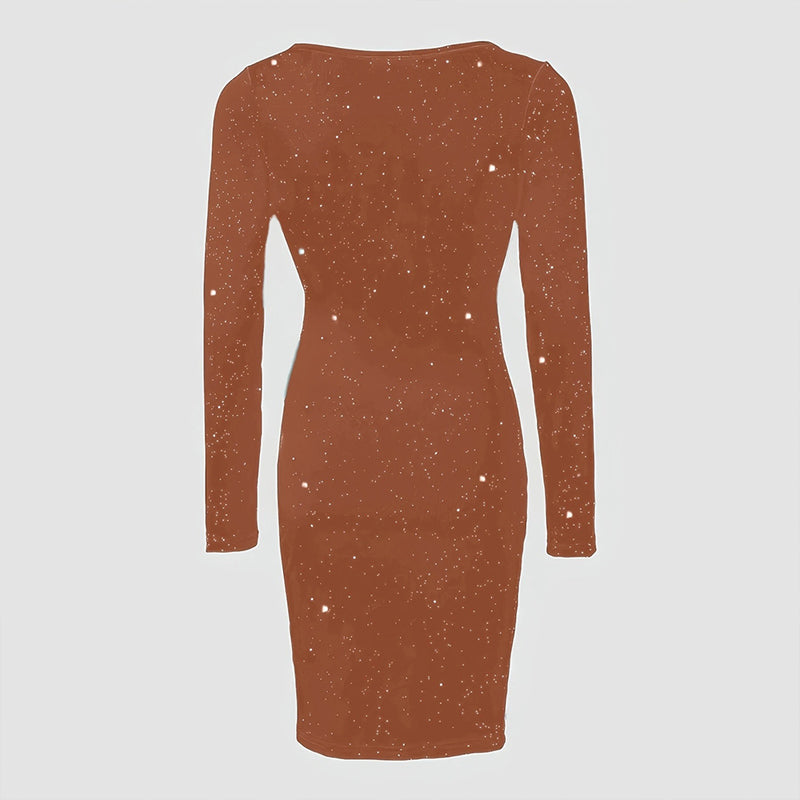 Elegant Women's Solid Color V-Neck Bodycon Dress- Free USA Shipping