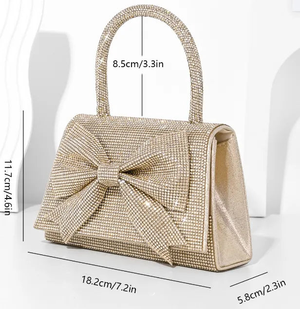 New Light Luxury Full Diamond Bow Handbag