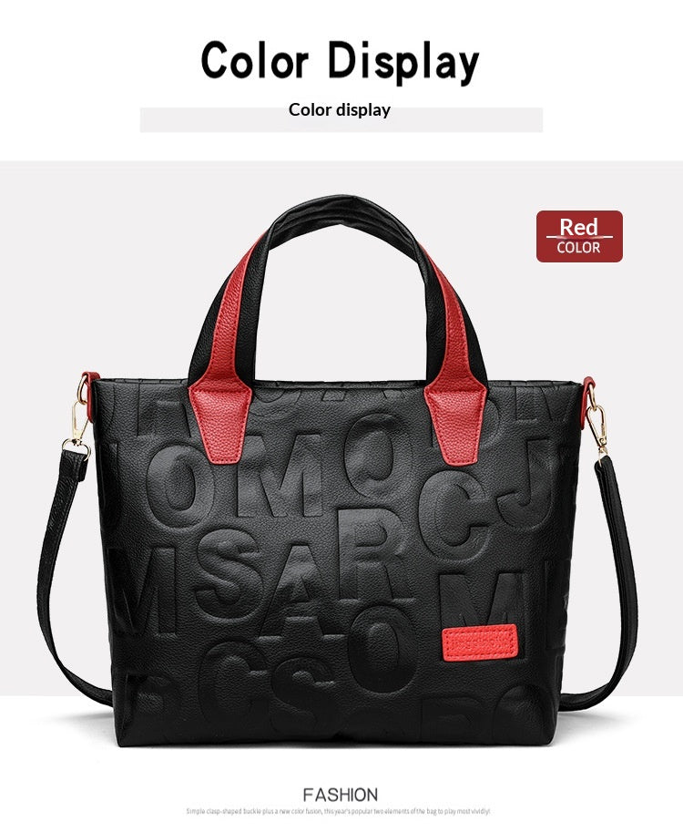Trendy Tote Handbag Chic Letter Embossing Womens