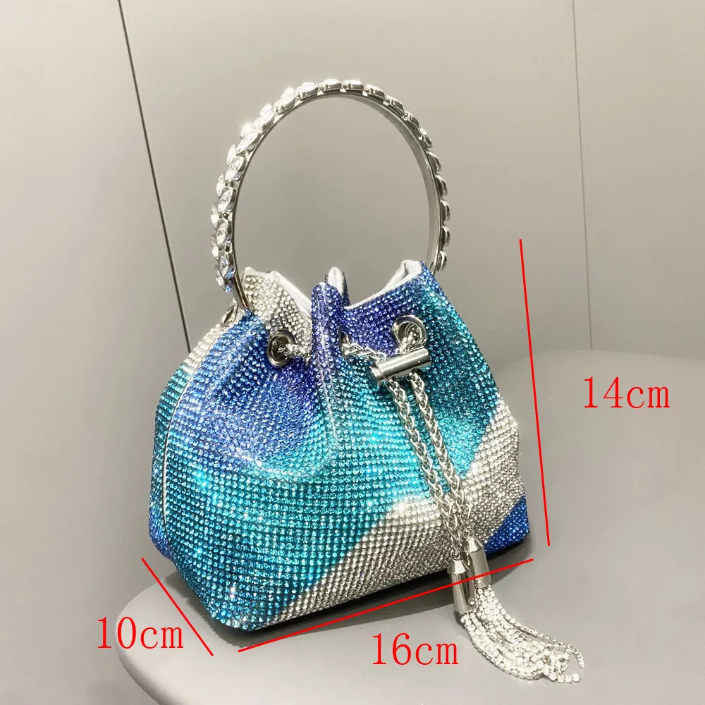 Diamond-embellished Handle Tote Bag With A Single-shouldercrossbody Strap
