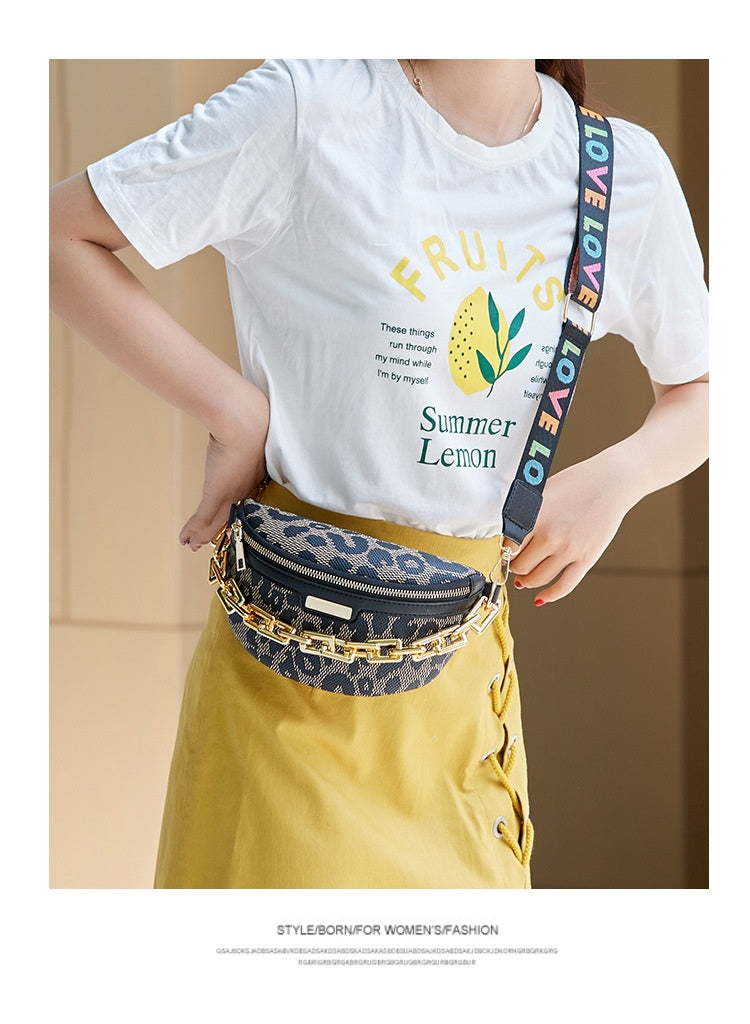 Women's Fashion Chest Bag Shoulder Bag Leopard Print Waist Bag