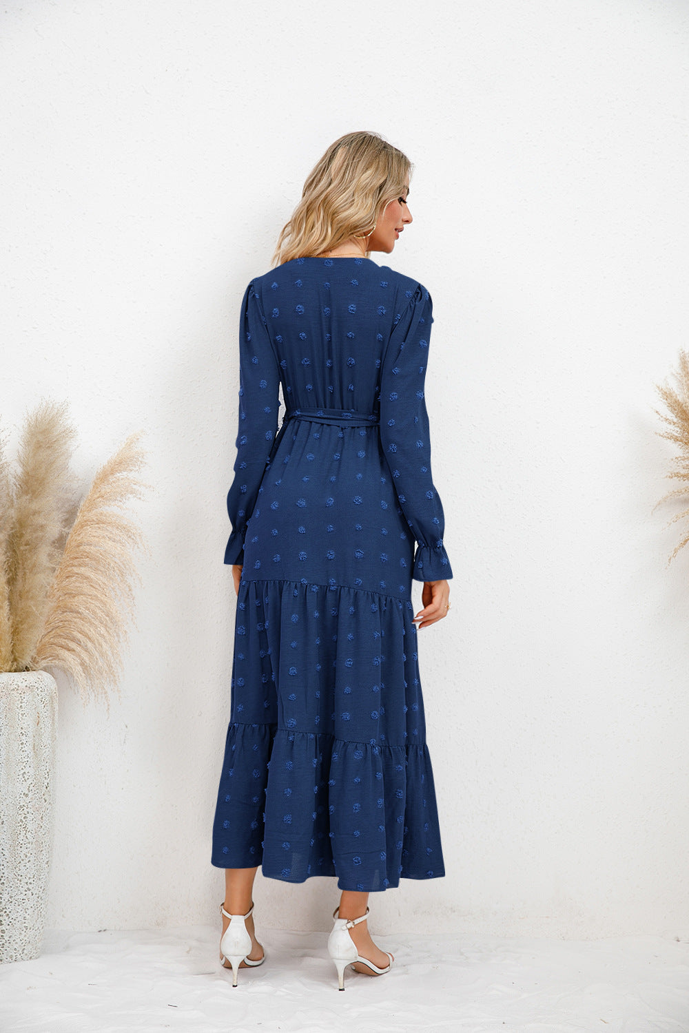 Solid Color Wide Hem Casual Dress Women's Clothing