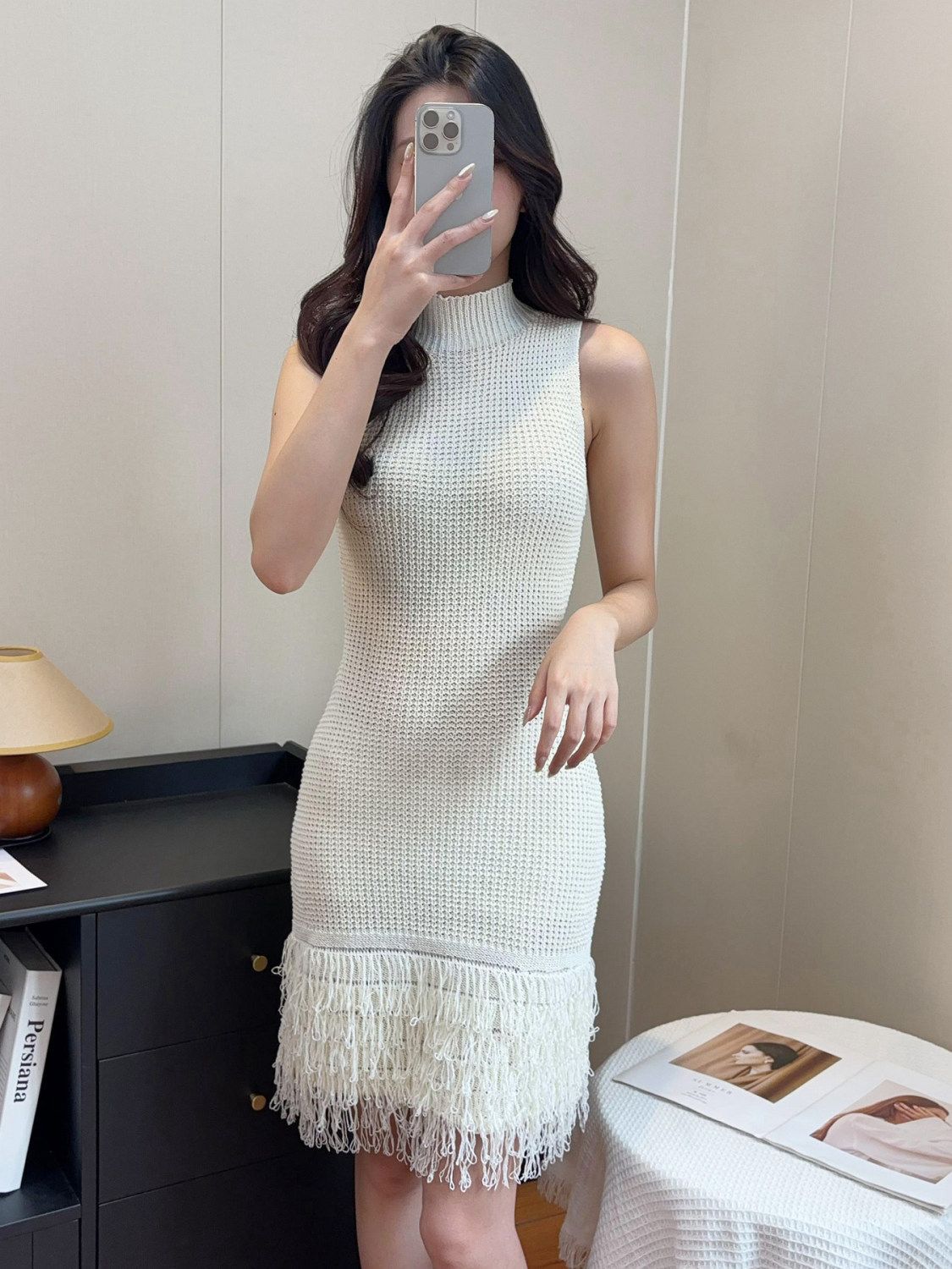 High Collar Sleeveless New Hollow Dress Woven Slim Fit Backless