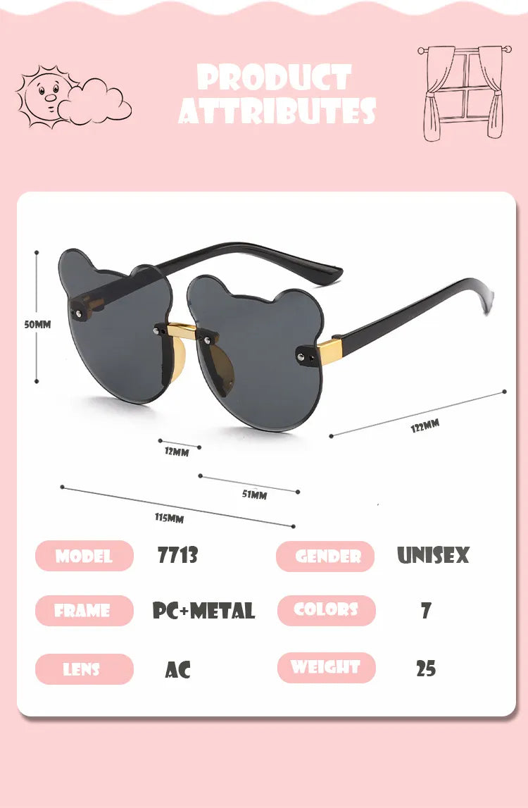 Cat Ear Kids Sunglasses Frameless Shape