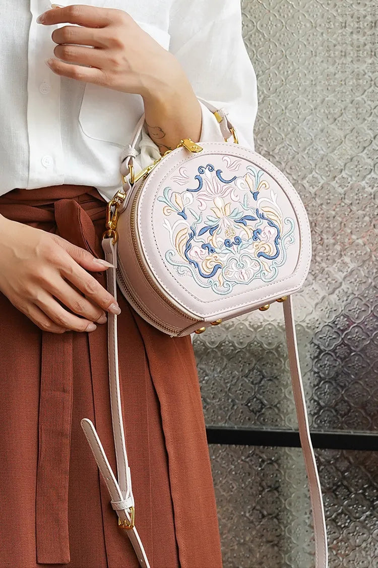 Literary Shoulder Bag National Style Small Crossbody Round Bag