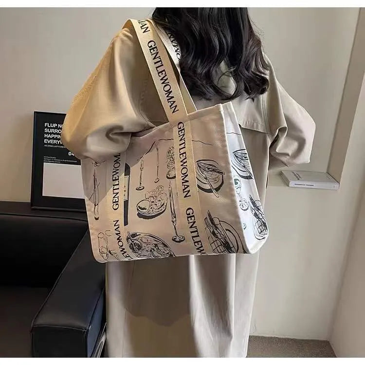 Large Capacity Canvas Women's Travel Tote Portable Shopping Bag