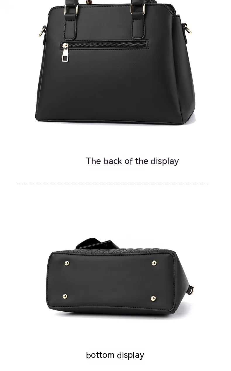 Embroidered Diamond Pattern Fashionable Handbag With Large Capacity