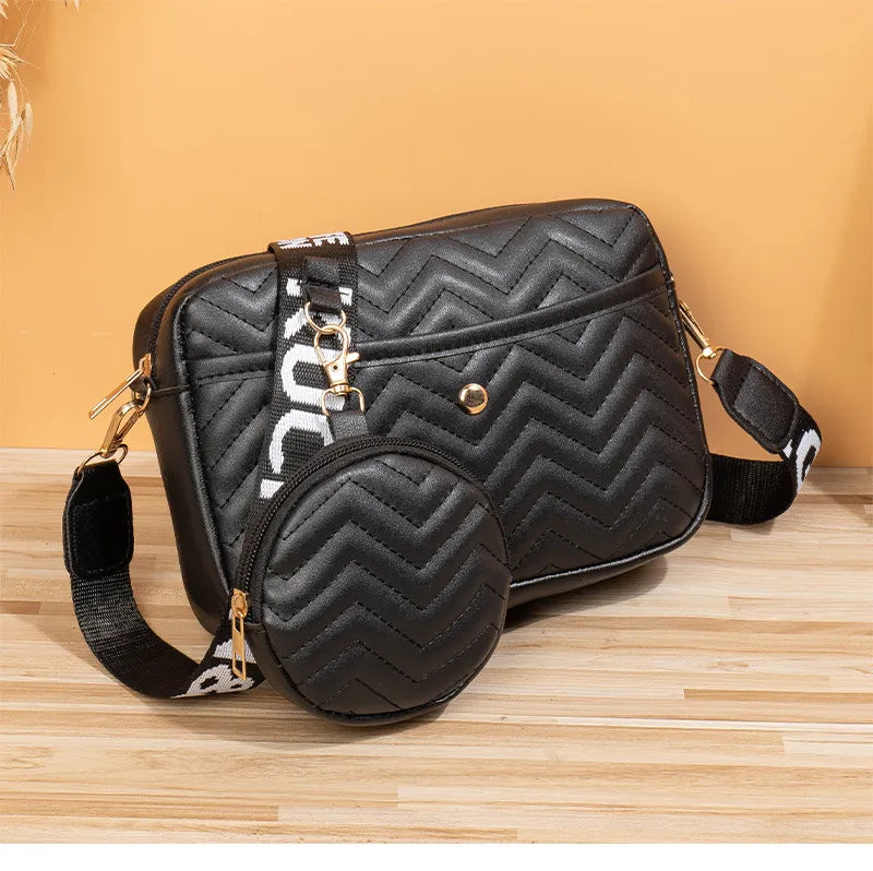 Wave Pattern Ribbon Cross Body Camera Bag
