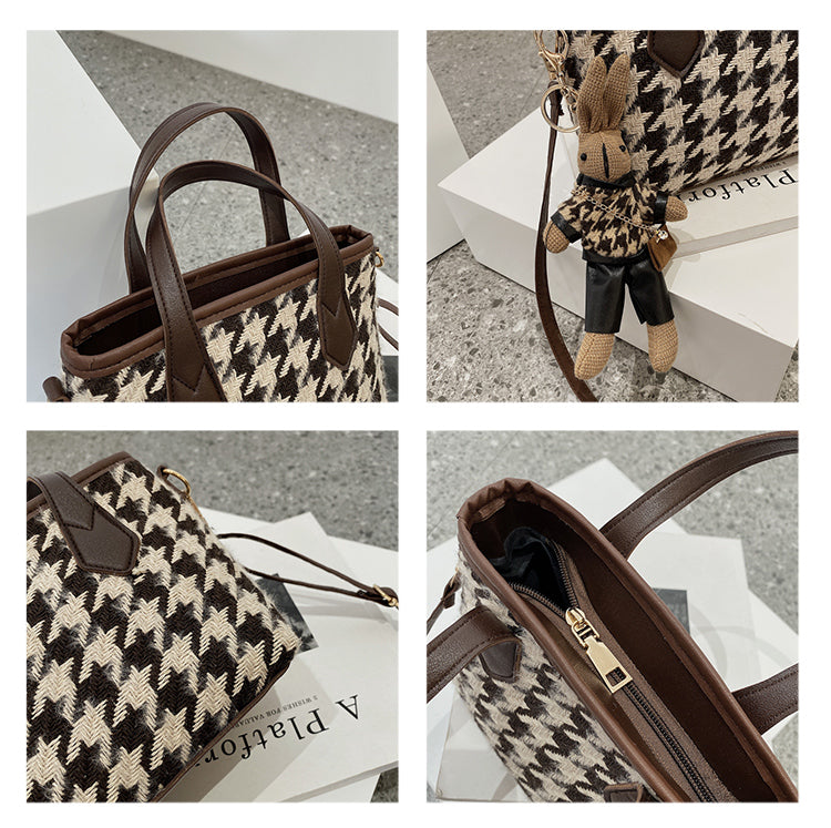 All-match Houndstooth Shoulder Portable Messenger Bag