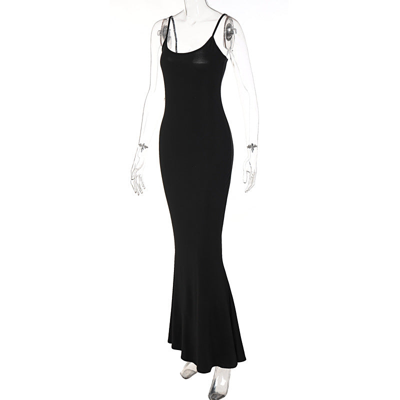 Spaghetti Strap Long Dress Women Sexy Slim Skinny Bodycon Party Club Suspender Casual Street Dresses