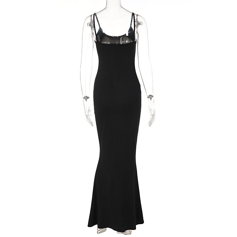 Spaghetti Strap Long Dress Women Sexy Slim Skinny Bodycon Party Club Suspender Casual Street Dresses