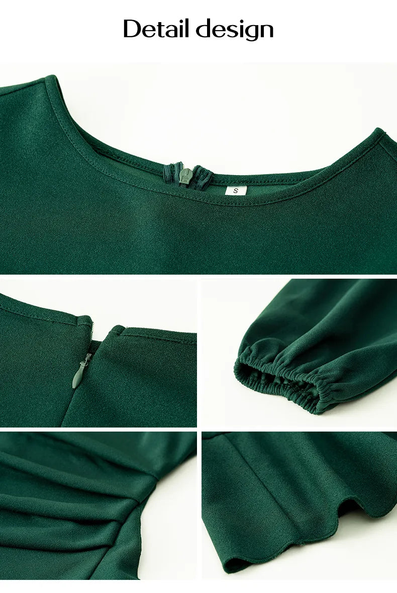 Women's Puff Long Sleeve Dresses Fashion Graceful Solid Color Slim Hip-covering Short Dress Womens Clothing