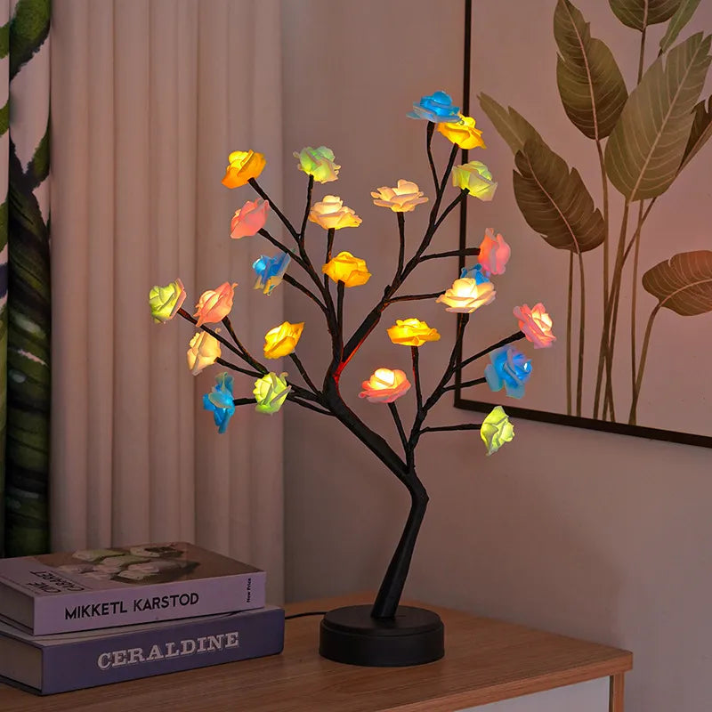 Table Lamp Flower Tree Rose Lamps Fairy Desk Night Lights USB Operated Gifts For Wedding Valentine Christmas Decoration