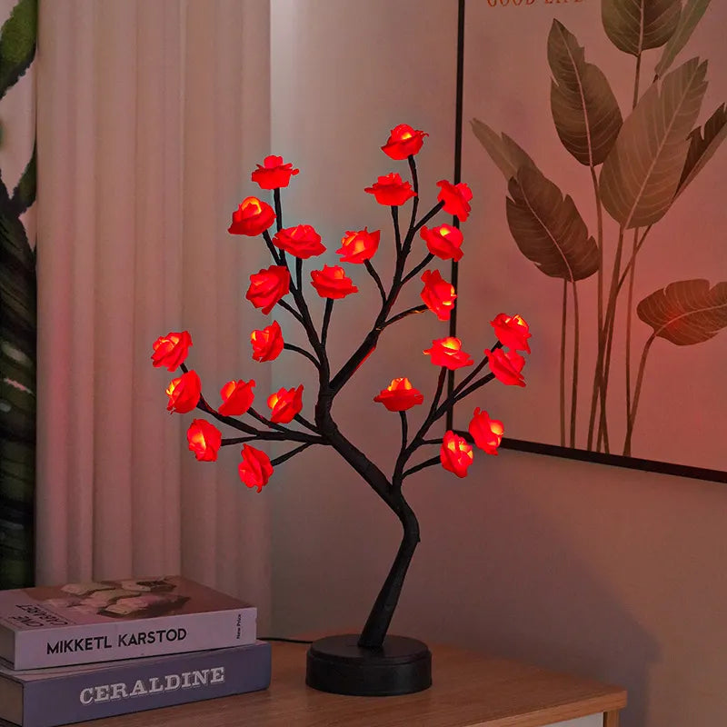 Table Lamp Flower Tree Rose Lamps Fairy Desk Night Lights USB Operated Gifts For Wedding Valentine Christmas Decoration