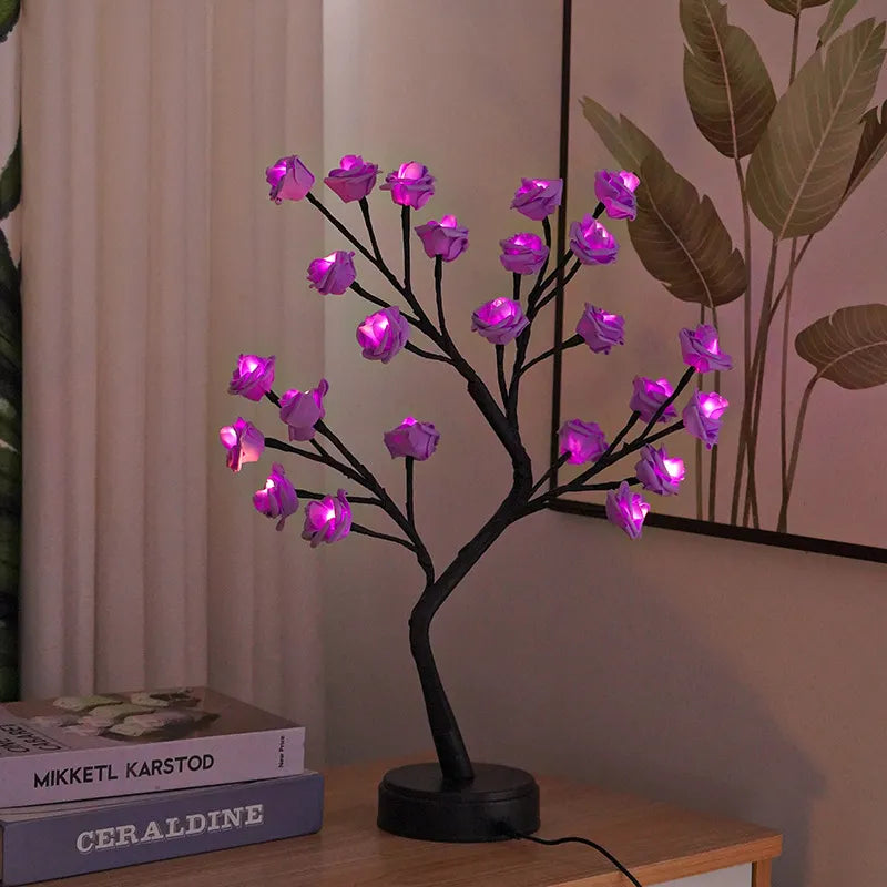 Table Lamp Flower Tree Rose Lamps Fairy Desk Night Lights USB Operated Gifts For Wedding Valentine Christmas Decoration