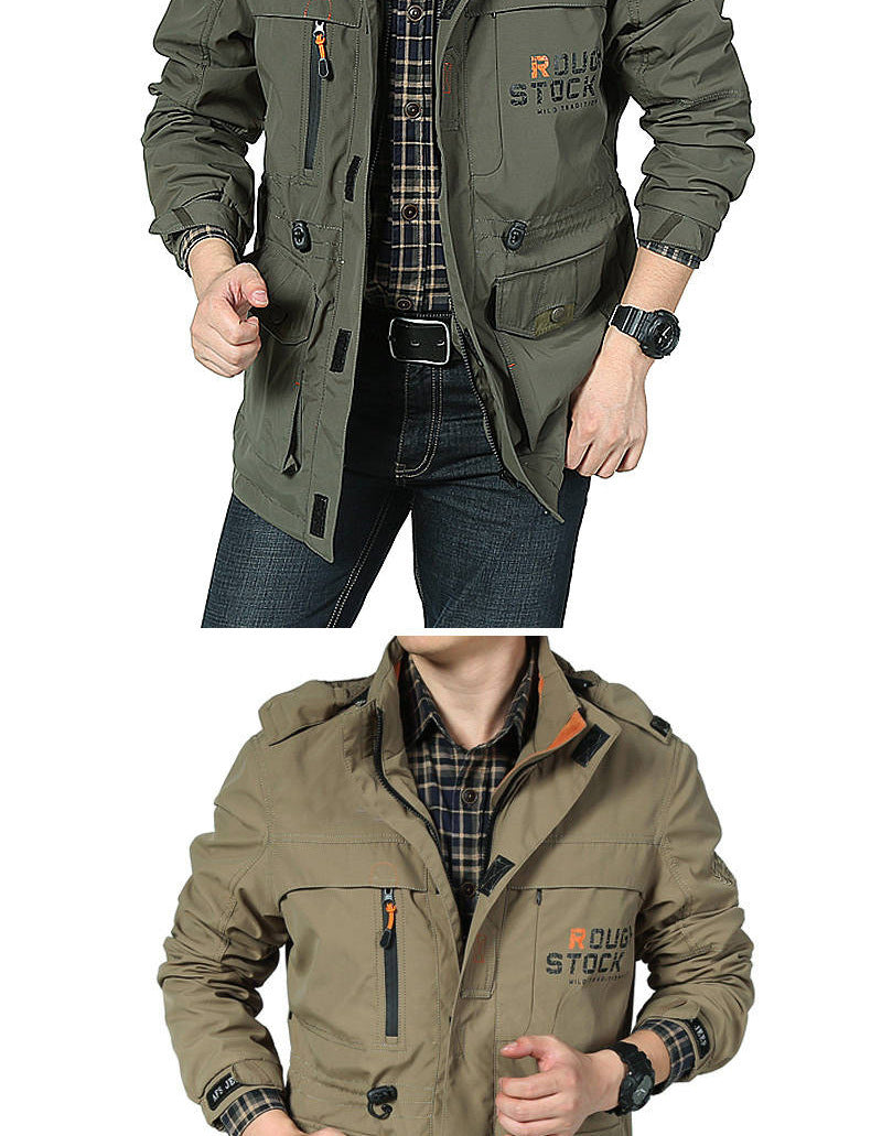 Cross-border AliExpress jacket men's mid-length casual outdoor hooded plus size jacket men's jacket spring and autumn