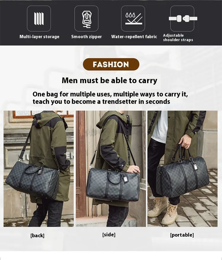 Large Capacity Short Distance Crossbody Bag Korean Plaid Travel Handbag