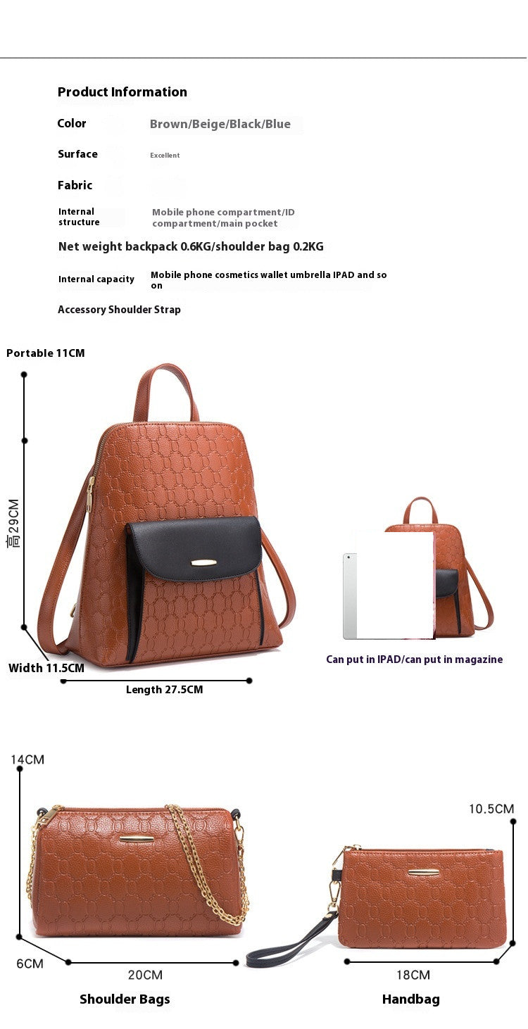 Diagonal Cross Double Shoulder Simple Large Capacity Chain Four Piece Mother's Bag For Women