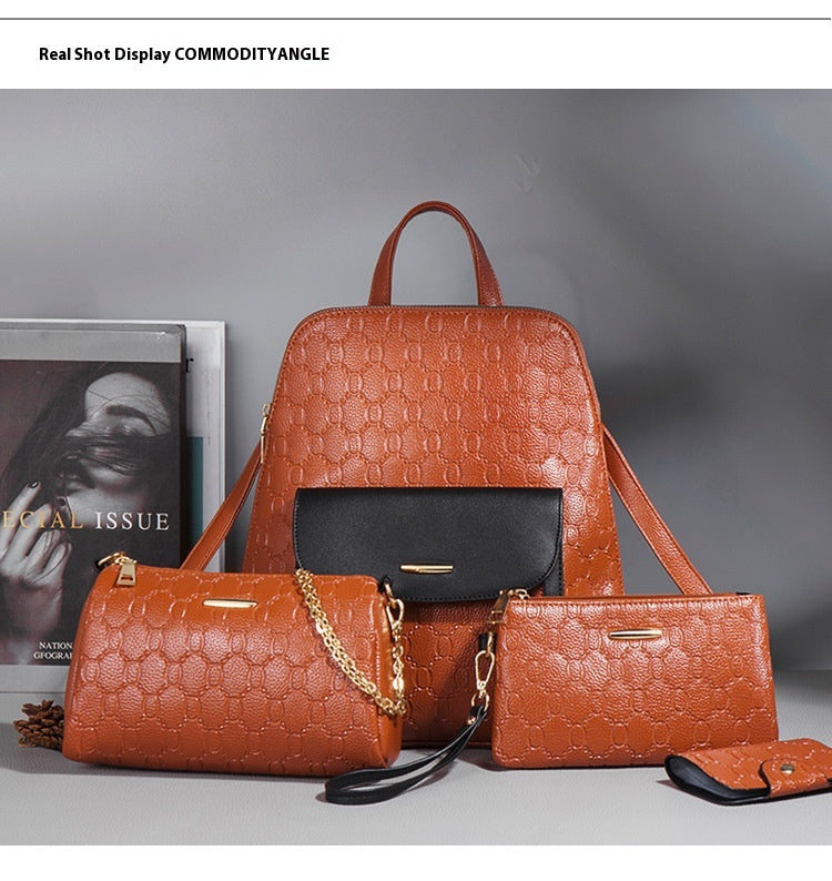 Diagonal Cross Double Shoulder Simple Large Capacity Chain Four Piece Mother's Bag For Women