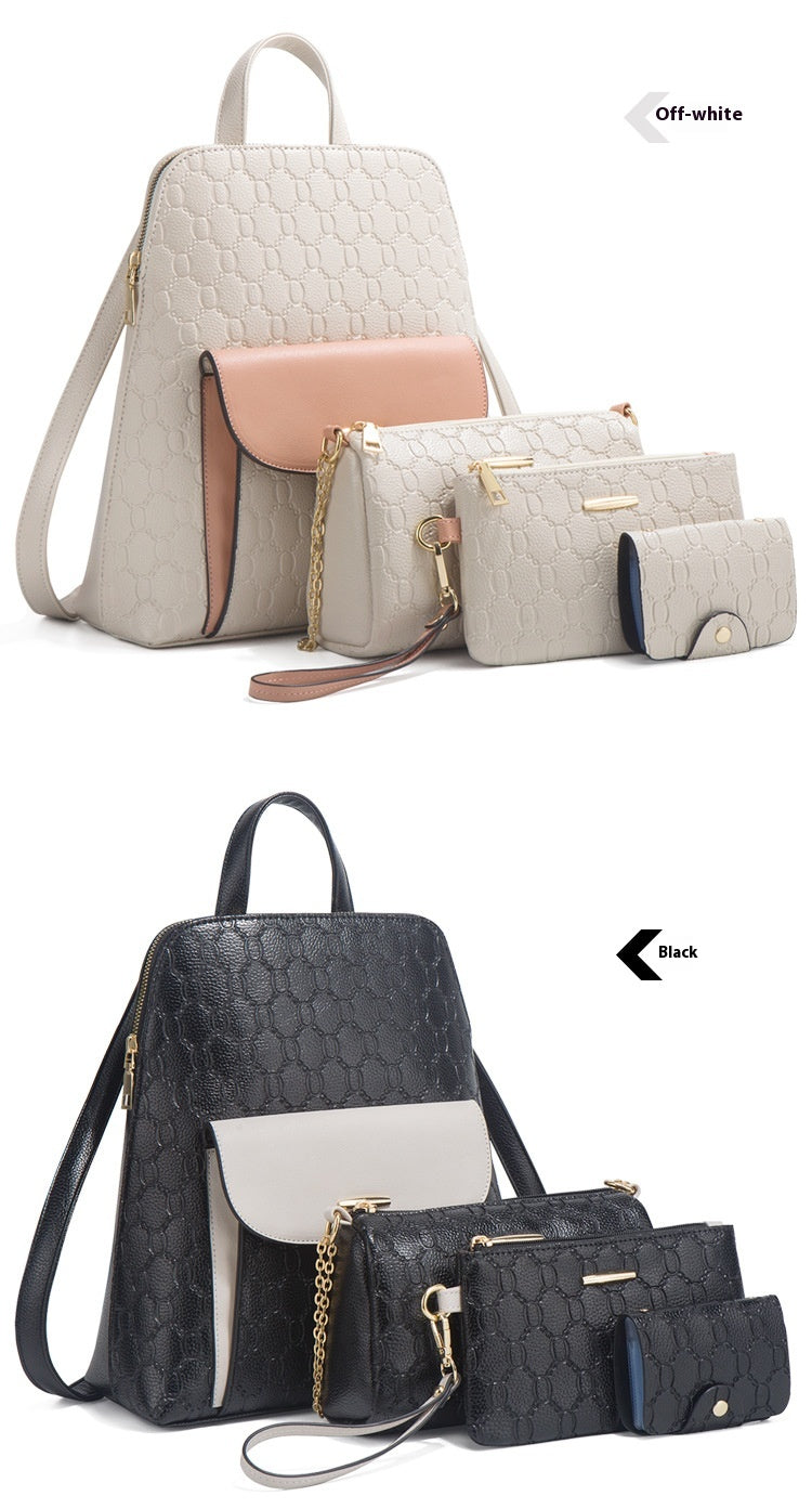 Diagonal Cross Double Shoulder Simple Large Capacity Chain Four Piece Mother's Bag For Women