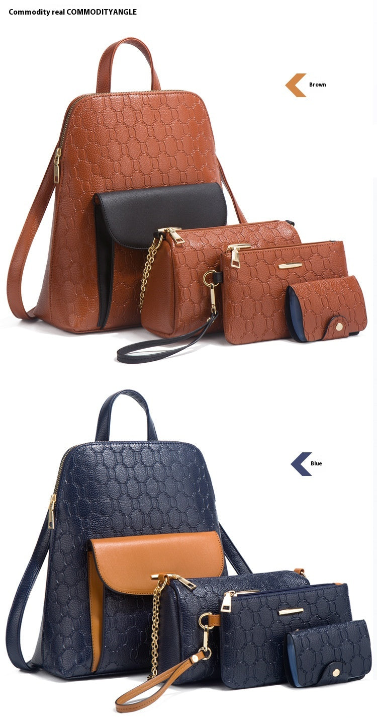 Diagonal Cross Double Shoulder Simple Large Capacity Chain Four Piece Mother's Bag For Women