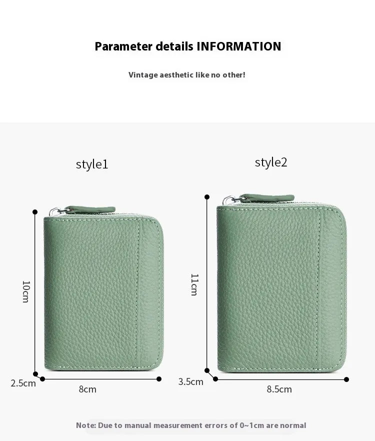 2024 RFID Genuine Leather Card Wallet Men Women Purse With Coin Pocket Zipper Credit Card Holder Small Wallets Bags