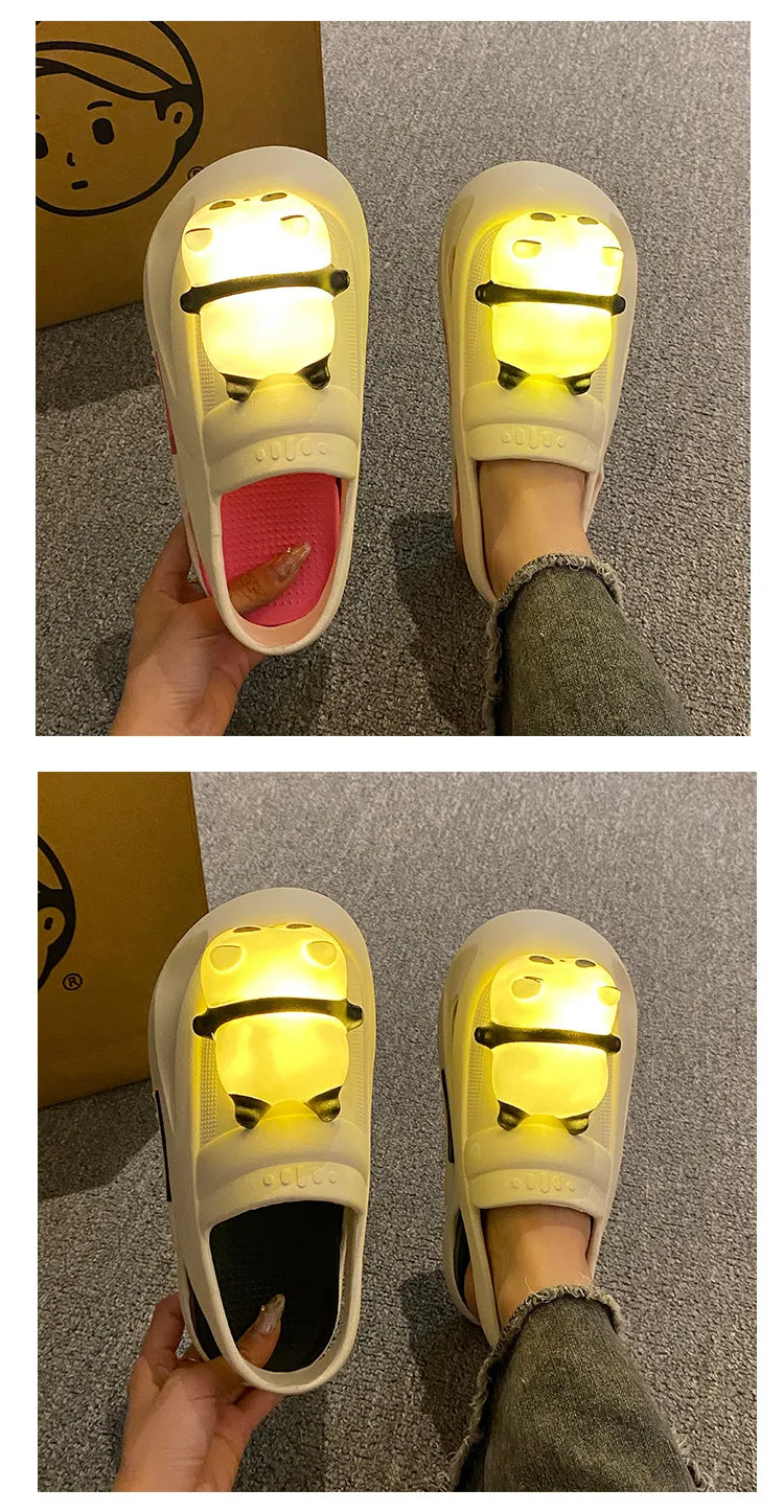 2024 Cute Slipper With Panda Lamp Summer Sandales Femme Light Funny Woman Slippers Shoes Women