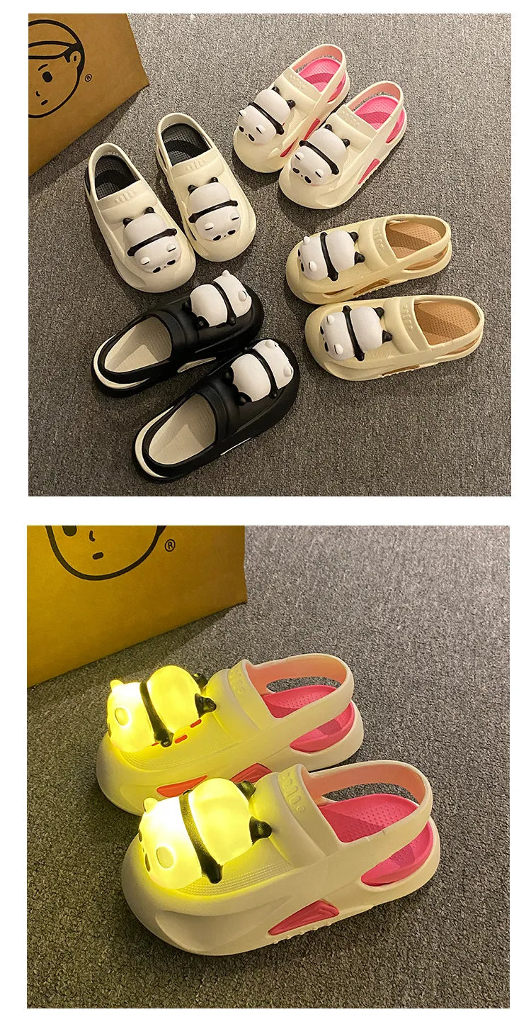 2024 Cute Slipper With Panda Lamp Summer Sandales Femme Light Funny Woman Slippers Shoes Women