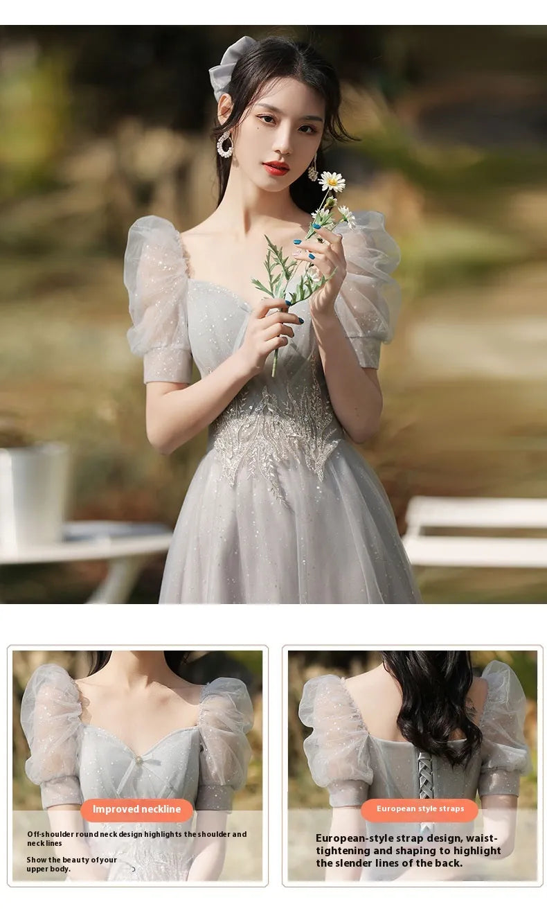 Dress Sisters Dress Female Gray Slim Fit Girlfriend Clothes