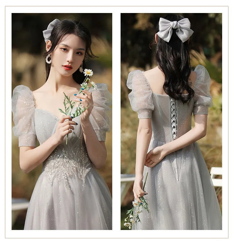 Dress Sisters Dress Female Gray Slim Fit Girlfriend Clothes