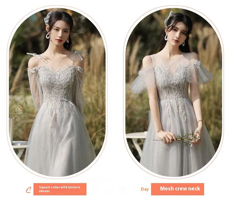 Dress Sisters Dress Female Gray Slim Fit Girlfriend Clothes