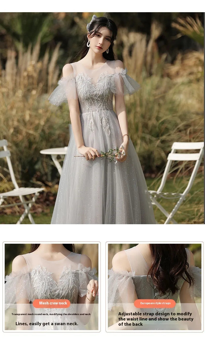 Dress Sisters Dress Female Gray Slim Fit Girlfriend Clothes