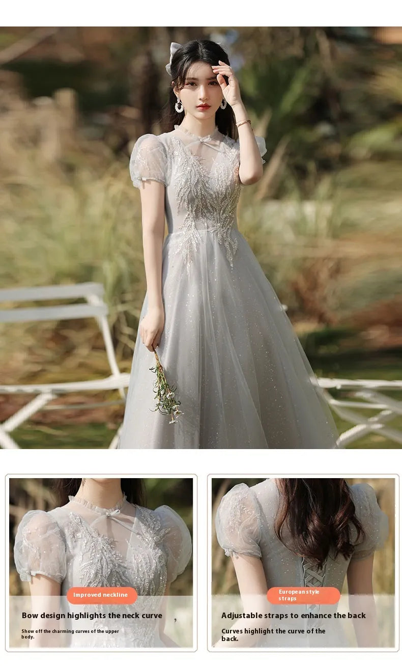 Dress Sisters Dress Female Gray Slim Fit Girlfriend Clothes
