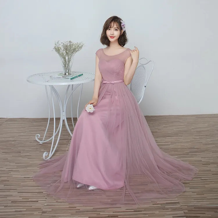 Bridesmaid Dress Long Cameo Brown Mesh Comfortable Thin Satin Bridesmaid Host Dinner Dress