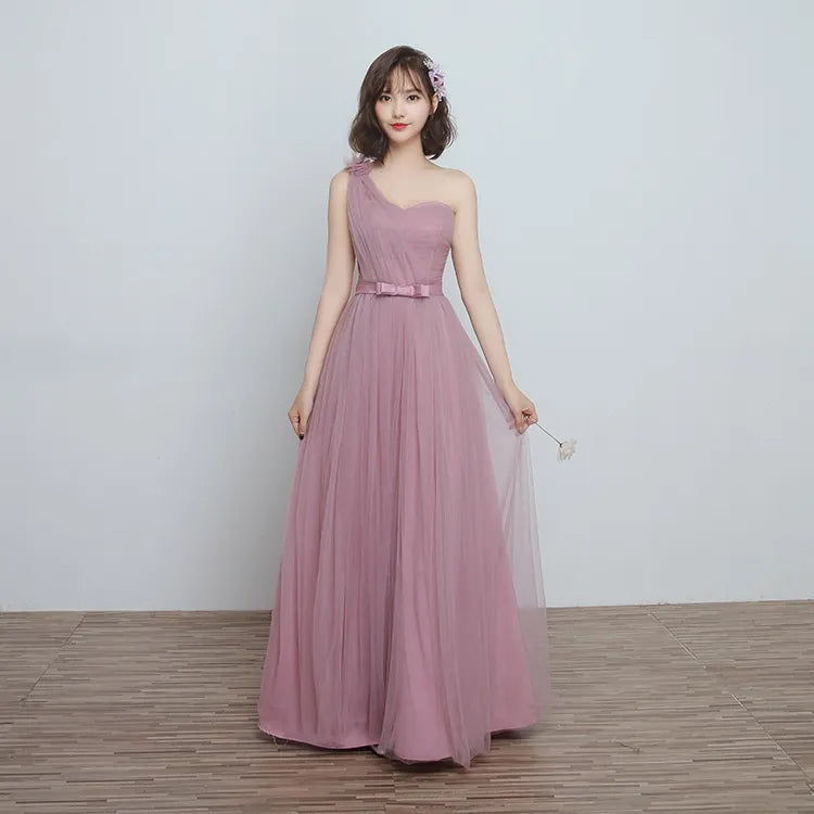 Bridesmaid Dress Long Cameo Brown Mesh Comfortable Thin Satin Bridesmaid Host Dinner Dress