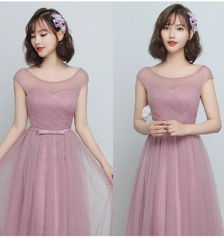 Bridesmaid Dress Long Cameo Brown Mesh Comfortable Thin Satin Bridesmaid Host Dinner Dress