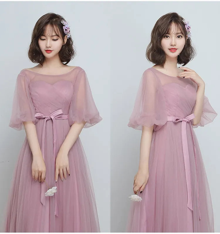 Bridesmaid Dress Long Cameo Brown Mesh Comfortable Thin Satin Bridesmaid Host Dinner Dress