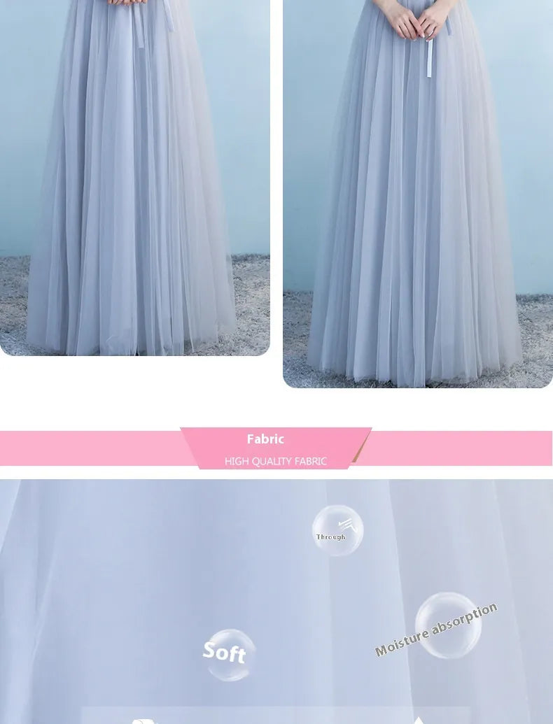 Long Bridesmaid Blue Wedding Dress Girlfriends Party Dress
