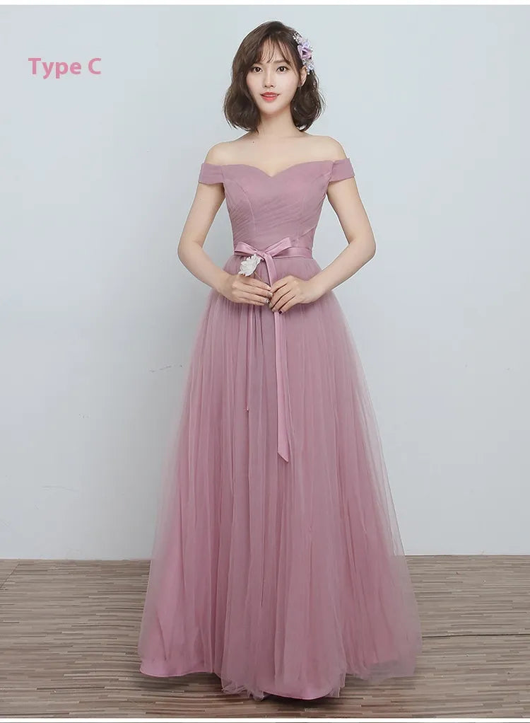 Bridesmaid Dress Long Cameo Brown Mesh Comfortable Thin Satin Bridesmaid Host Dinner Dress