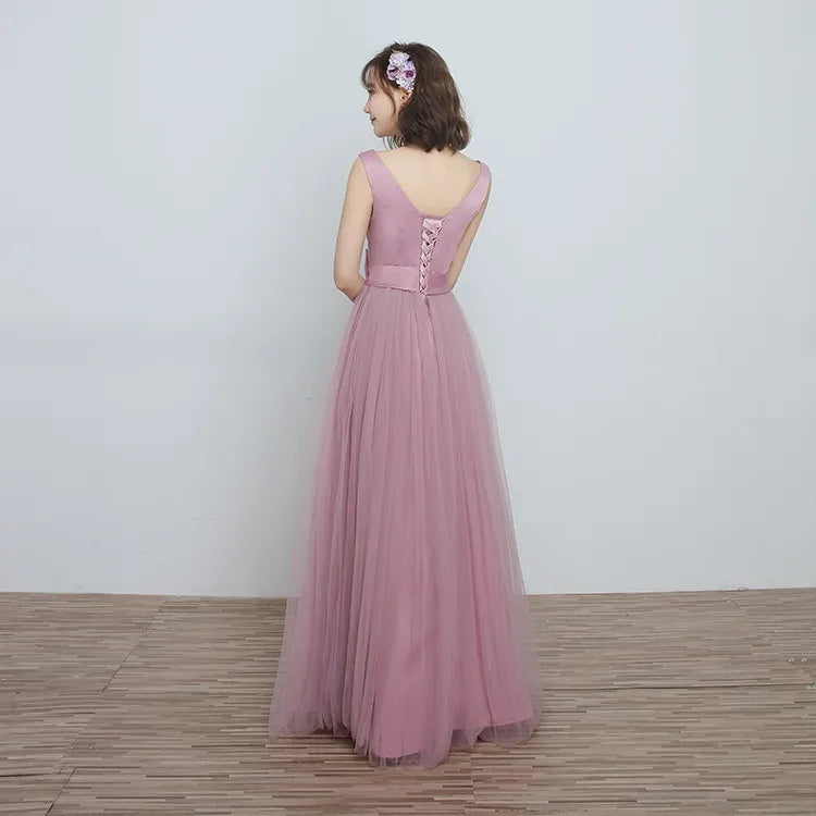 Bridesmaid Dress Long Cameo Brown Mesh Comfortable Thin Satin Bridesmaid Host Dinner Dress