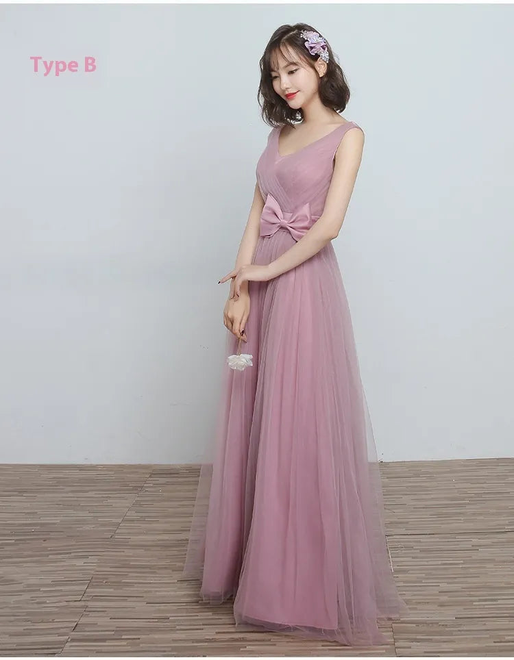 Bridesmaid Dress Long Cameo Brown Mesh Comfortable Thin Satin Bridesmaid Host Dinner Dress