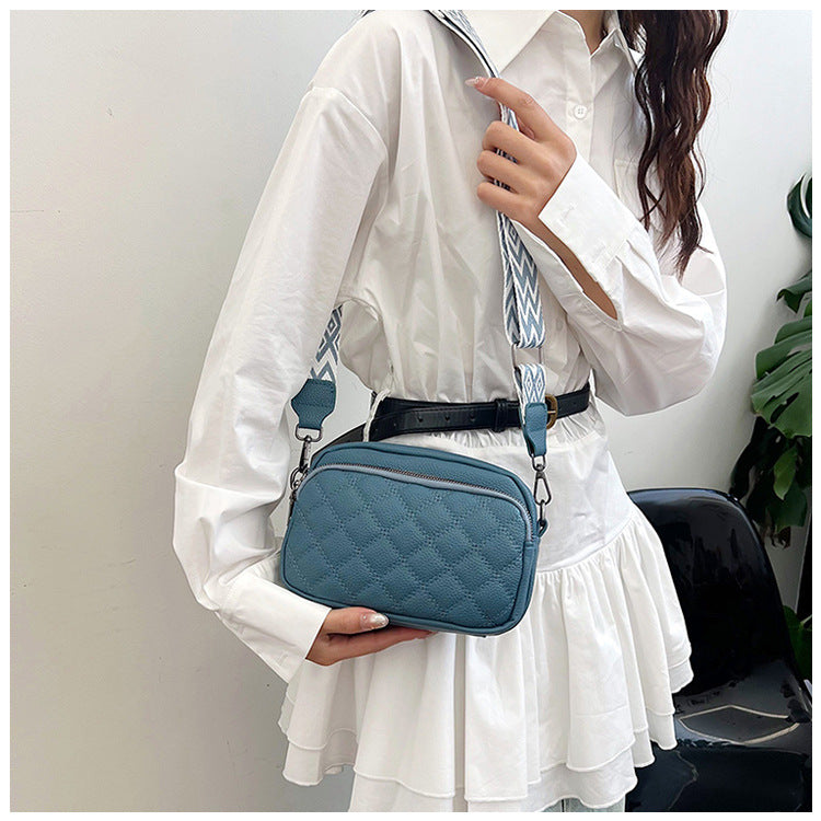 All-match Diamond Pattern Soft Leather Shoulder Messenger Bag