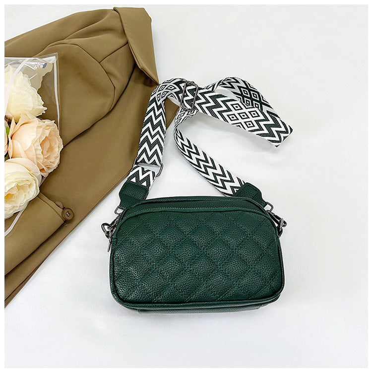 All-match Diamond Pattern Soft Leather Shoulder Messenger Bag