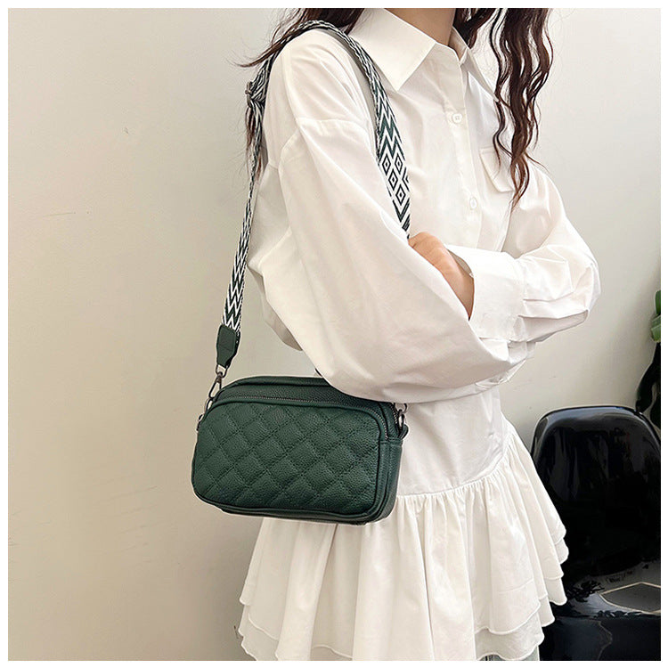 All-match Diamond Pattern Soft Leather Shoulder Messenger Bag