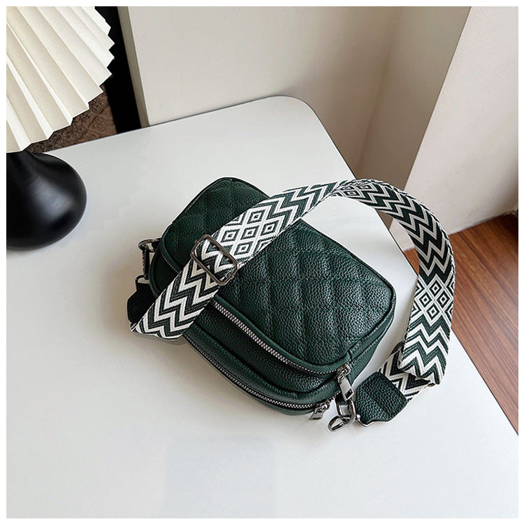 All-match Diamond Pattern Soft Leather Shoulder Messenger Bag